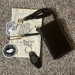 Red Hills Leather Wallet and Leather Chain